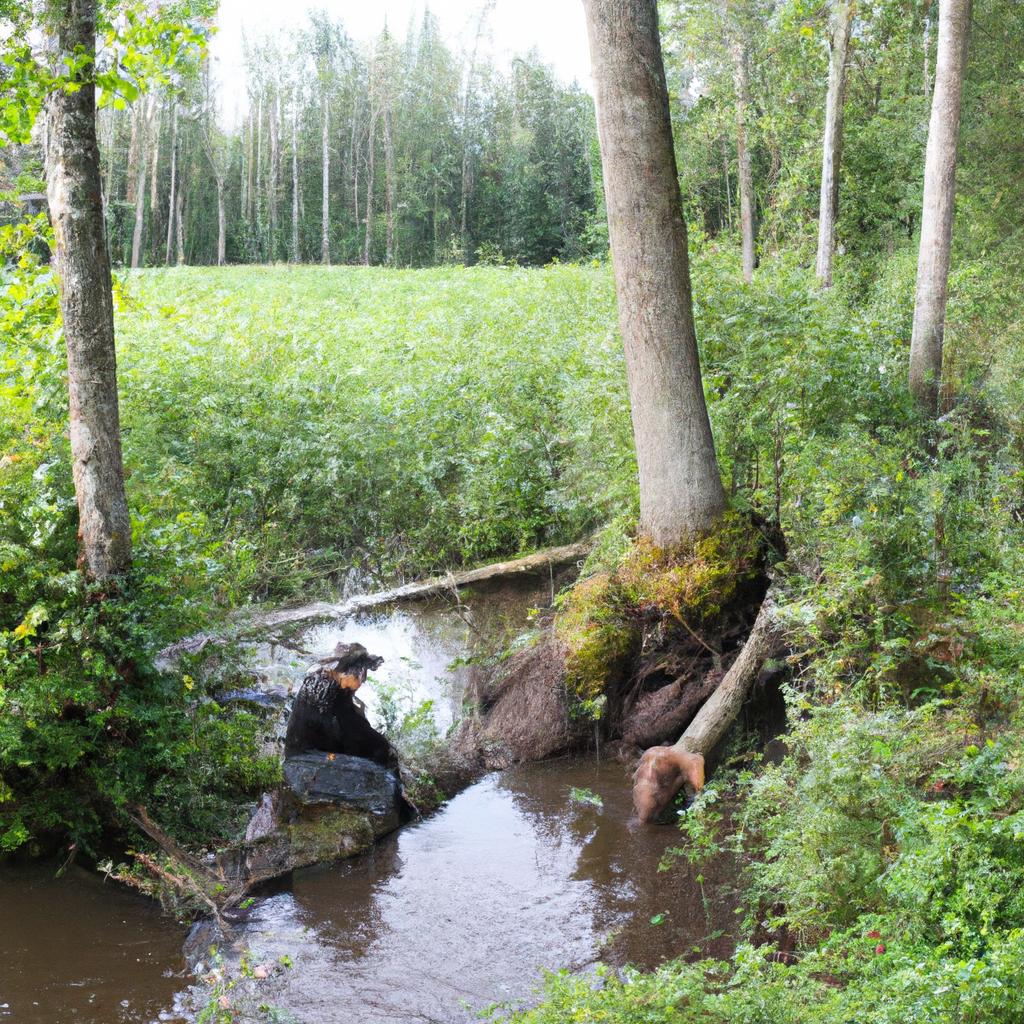 Person observing beaver foraging