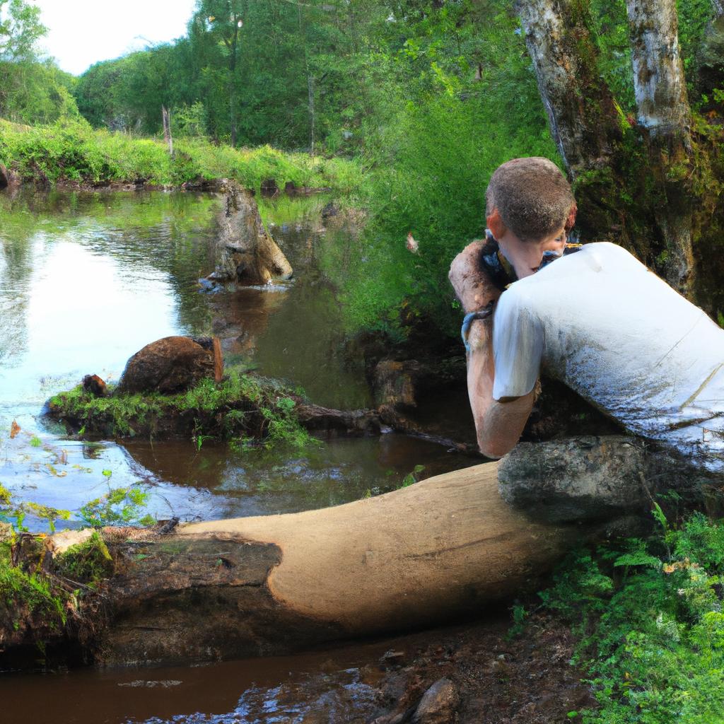 Man observing Scottish beavers mating